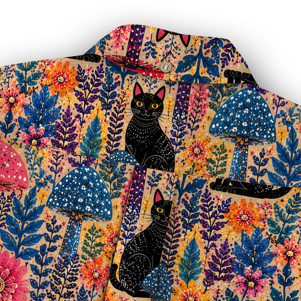Chrisraw Kid's Japanese Yayoi Kusama Forest Cat Ukiyo-e Short Sleeves Shirt