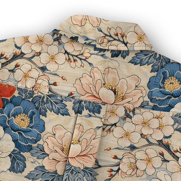 Chrisraw Kid's Japanese Vibrant Floral Ukiyo-e Short Sleeves Shirt
