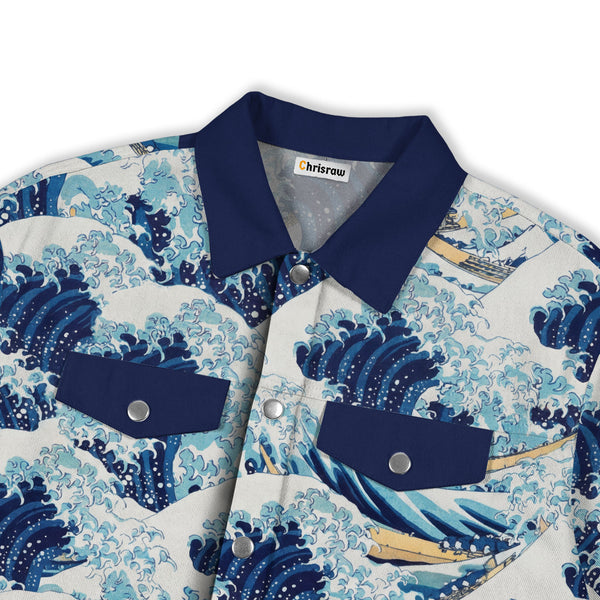 Chrisraw Great Wave Kanagawa Canvas Jacket | All-Over Print Cotton Jacket