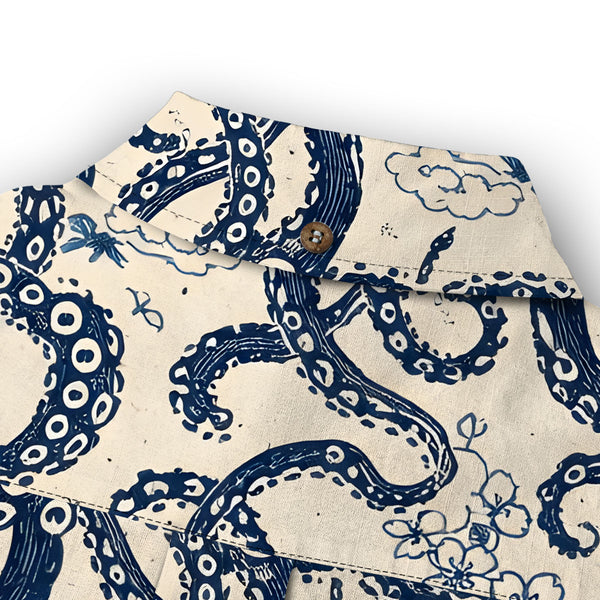 Chrisraw Blue Ocean Octopus Long Sleeves Shirt