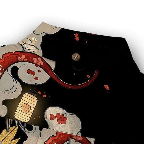 Chrisraw Octopus with Flowers and Clouds Long Sleeves Shirt