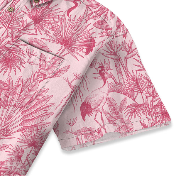 Chrisraw Men's Japanese Crane Garden Ukiyo-e Short Sleeves Shirt