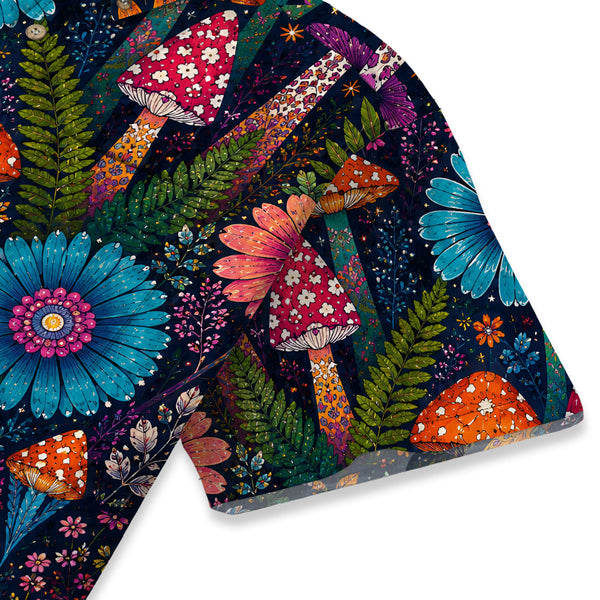 Chrisraw Men's Japanese Yayoi Kusama Mushrooms Ukiyo-e Short Sleeves Shirt