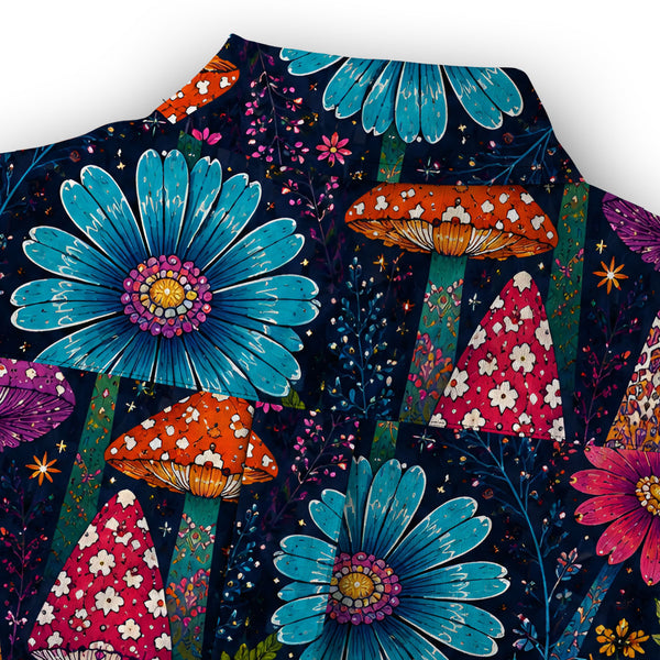 Chrisraw Women's Japanese VYayoi Kusama Mushrooms Ukiyo-e Short Sleeves Shirt