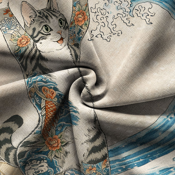 Chrisraw Cat Surfing Hawaiian Shirt