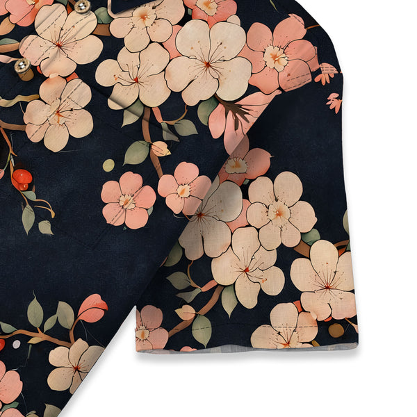 Chrisraw Kid's Japanese Blooming Sakura Ukiyo-e Short Sleeves Shirt