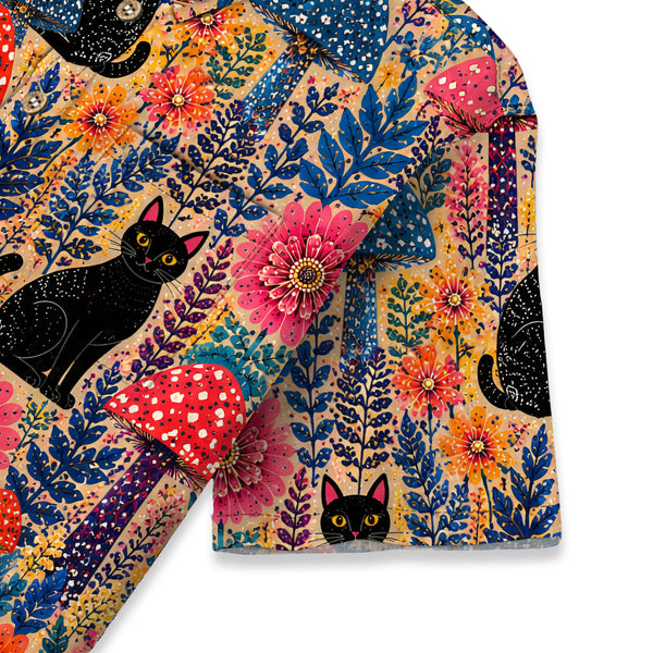 Chrisraw Kid's Japanese Yayoi Kusama Forest Cat Ukiyo-e Short Sleeves Shirt
