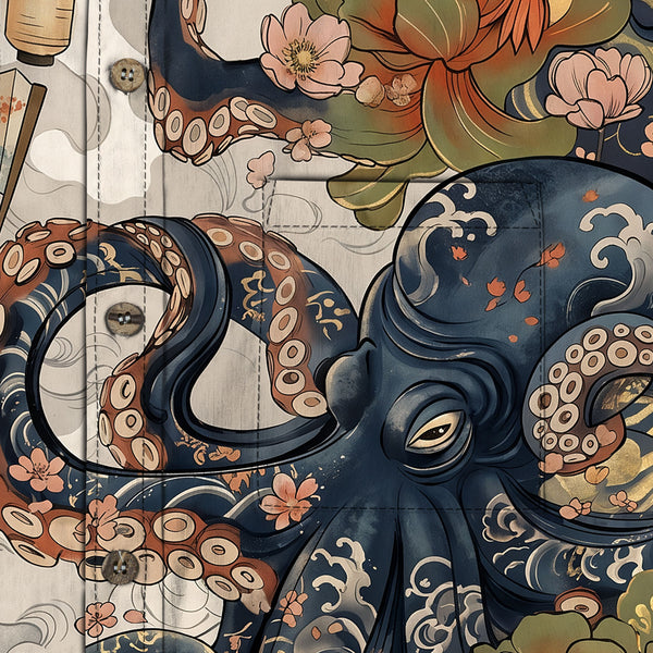 Chrisraw Octopus with Flowers and Clouds Long Sleeves Shirt