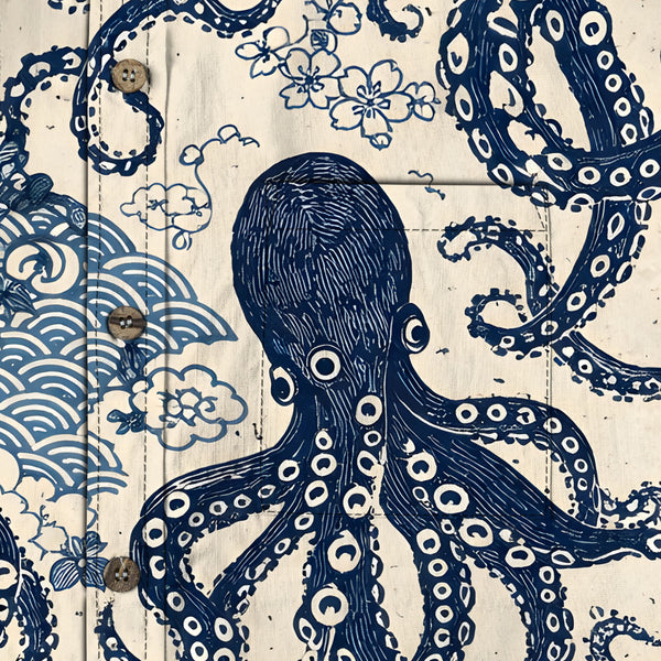 Chrisraw Blue Ocean Octopus Long Sleeves Shirt