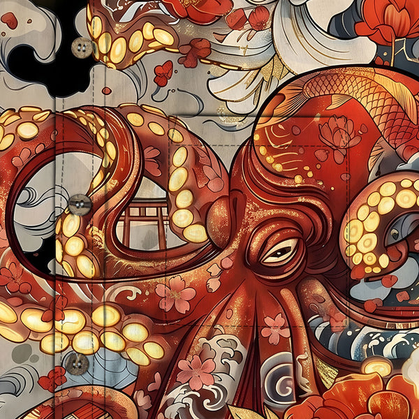 Chrisraw Octopus with Flowers and Clouds Long Sleeves Shirt