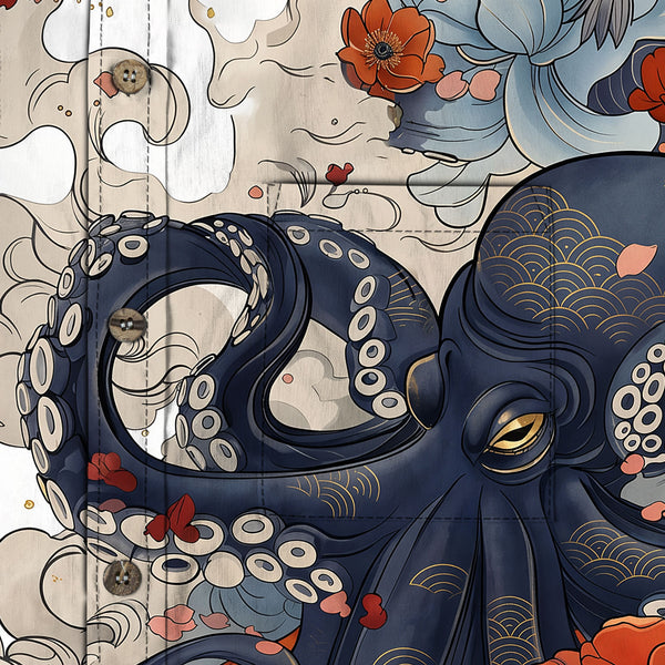 Chrisraw Octopus with Flowers and Clouds Long Sleeves Shirt