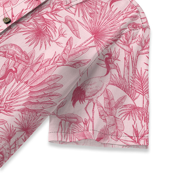 Chrisraw Women's Japanese Crane Garden Ukiyo-e Short Sleeves Shirt