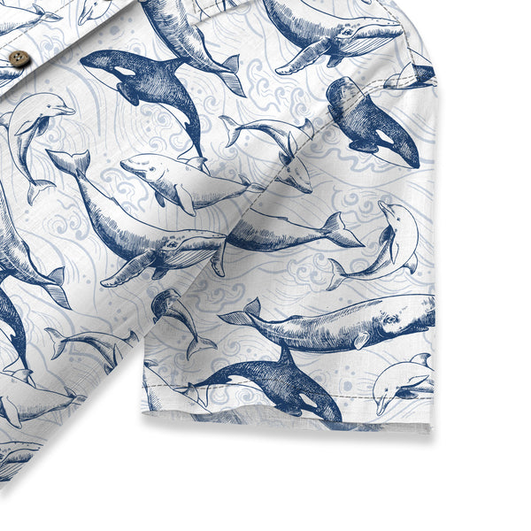 Chrisraw Women's Japanese Marine animals Ukiyo-e Short Sleeves Shirt