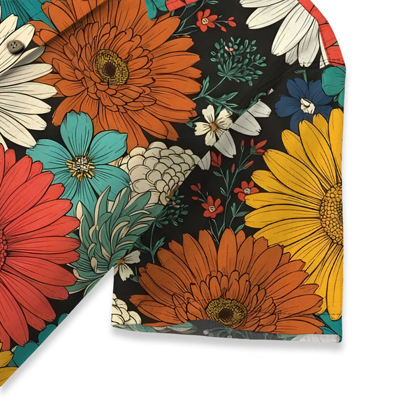 Chrisraw Women's Japanese Colorful Chrysanthemums Ukiyo-e Short Sleeves Shirt