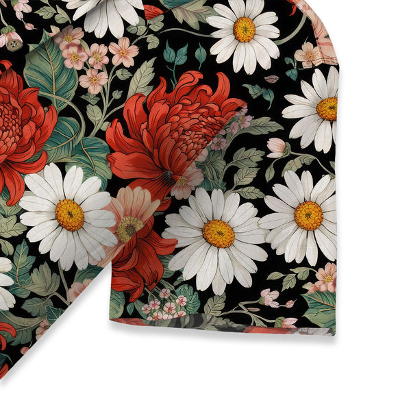 Chrisraw Women's Japanese Crimson Daisy Ukiyo-e Short Sleeves Shirt