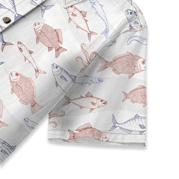 Chrisraw Women's Japanese Sea Fish Ukiyo-e Short Sleeves Shirt
