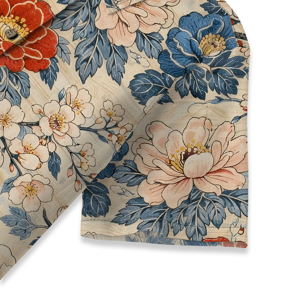 Chrisraw Women's Japanese Vibrant Floral Ukiyo-e Short Sleeves Shirt