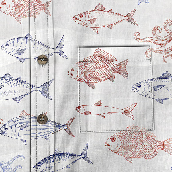 Chrisraw Kid's Japanese Sea Fish Ukiyo-e Short Sleeves Shirt
