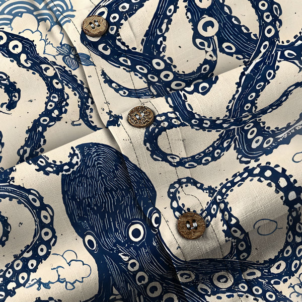 Chrisraw Blue Ocean Octopus Long Sleeves Shirt