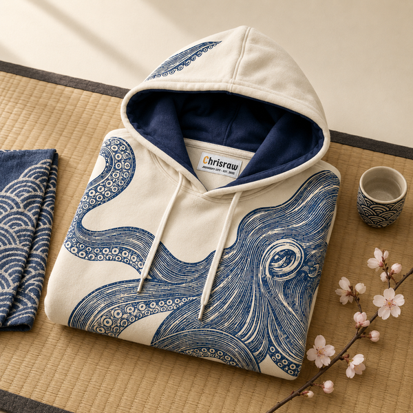 Chrisraw Odako Hoodie — Giant Octopus Linocut Print