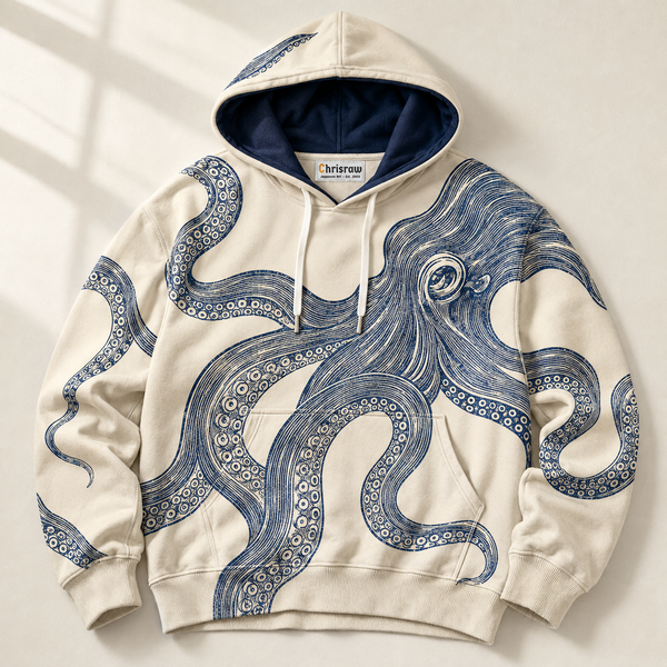 Chrisraw Odako Hoodie — Giant Octopus Linocut Print