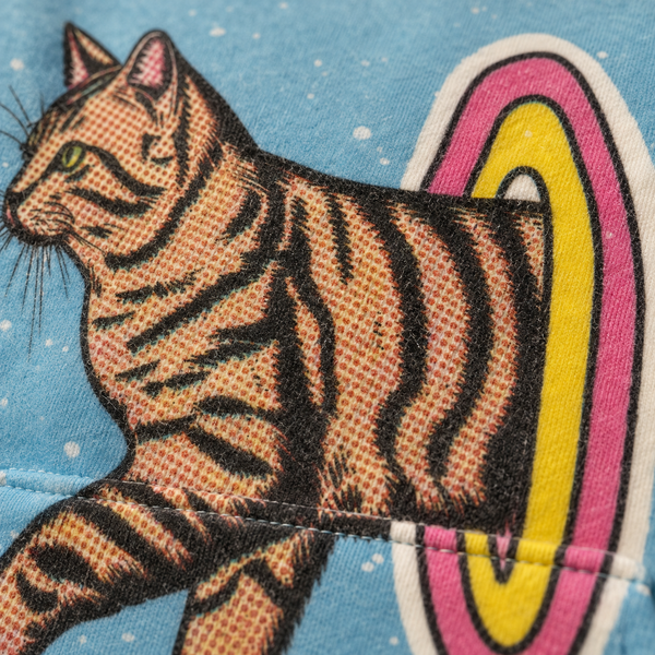 Chrisraw Portal Cat Hoodie — Retro Halftone Cat Through Portal Print