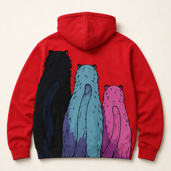 Chrisraw Sanbiki Hoodie — Three Screaming Cats Print