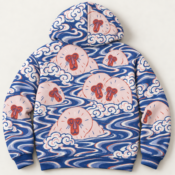 Chrisraw Sarunoyu Hoodie — Snow Monkeys in the Hot Spring Print