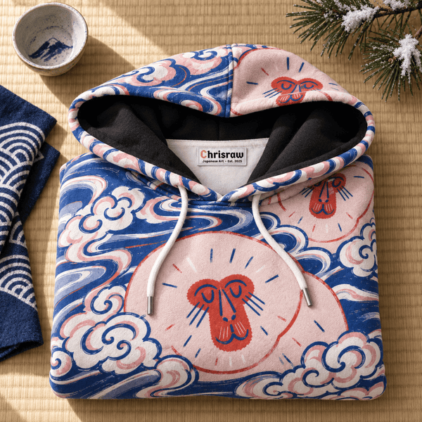 Chrisraw Sarunoyu Hoodie — Snow Monkeys in the Hot Spring Print