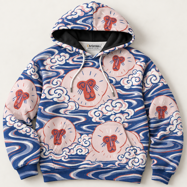 Chrisraw Sarunoyu Hoodie — Snow Monkeys in the Hot Spring Print
