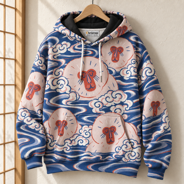 Chrisraw Sarunoyu Hoodie — Snow Monkeys in the Hot Spring Print