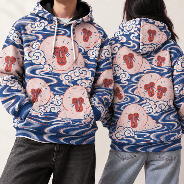 Chrisraw Sarunoyu Hoodie — Snow Monkeys in the Hot Spring Print