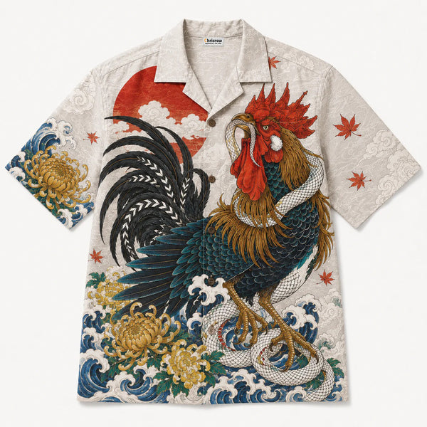 The Rooster & Serpent Shirt — Japanese Irezumi Aloha Shirt