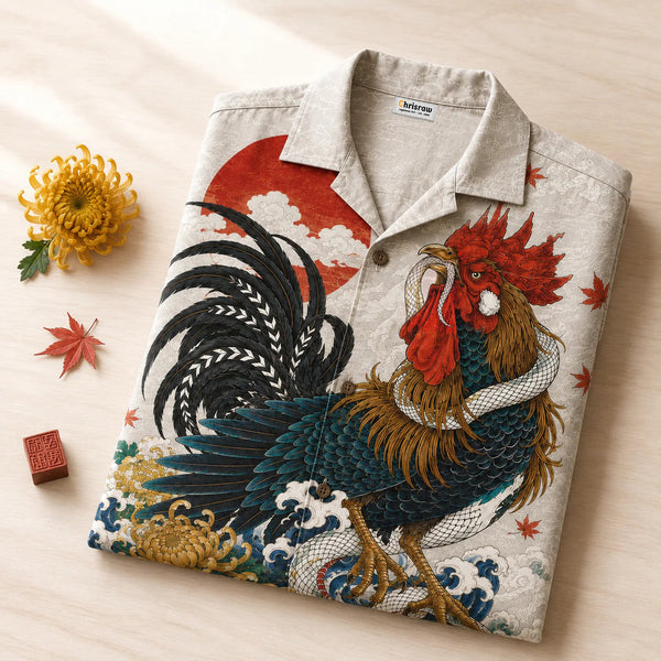 The Rooster & Serpent Shirt — Japanese Irezumi Aloha Shirt