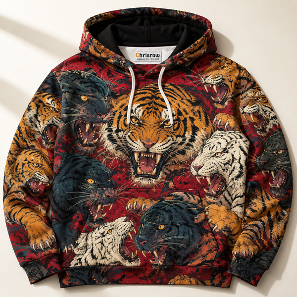 Chrisraw Tora Arashi Hoodie — Roaring Tiger Pack Print