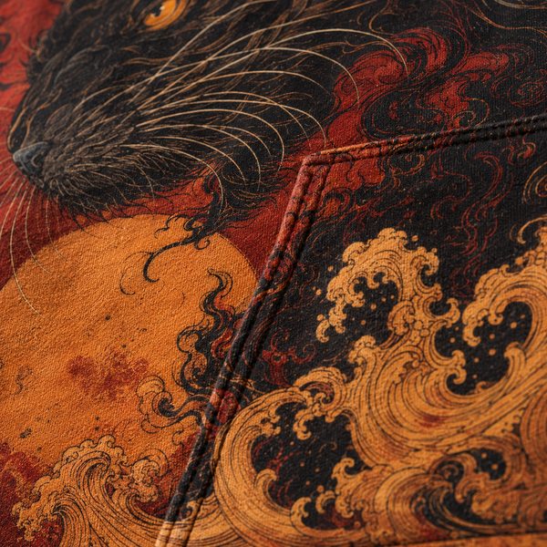 Chrisraw Tsukikage Hoodie — Black Panther and Gold Moon Print