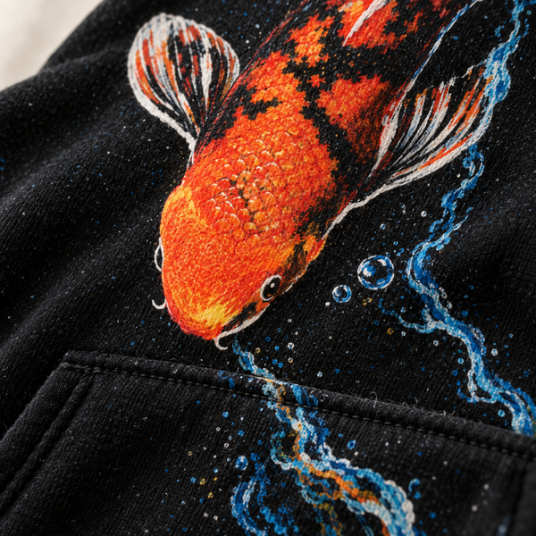 Chrisraw Yorugoi Hoodie — Night Koi and Glowing Water Print