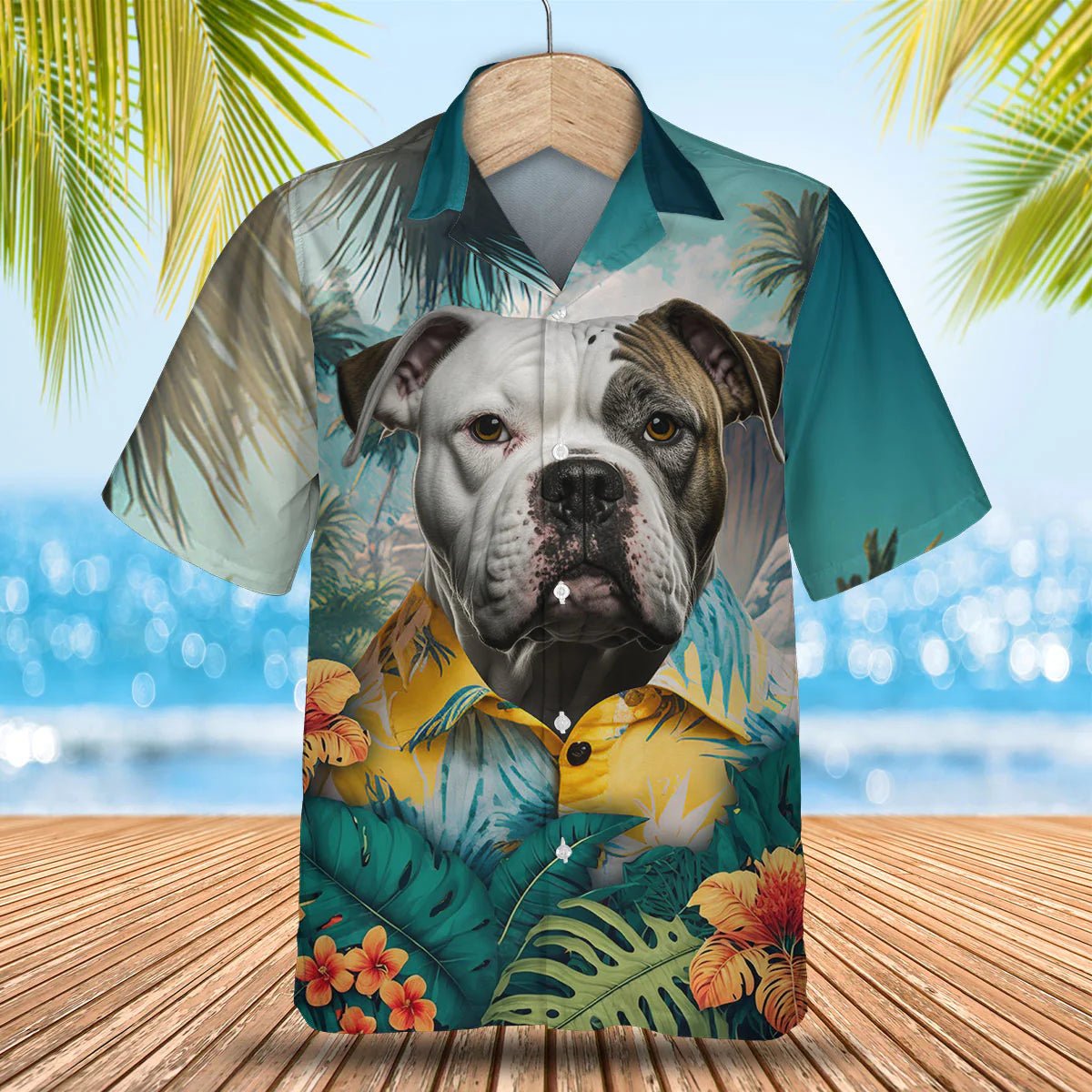 American Bulldog AI- 3D Tropical Hawaiian Shirt