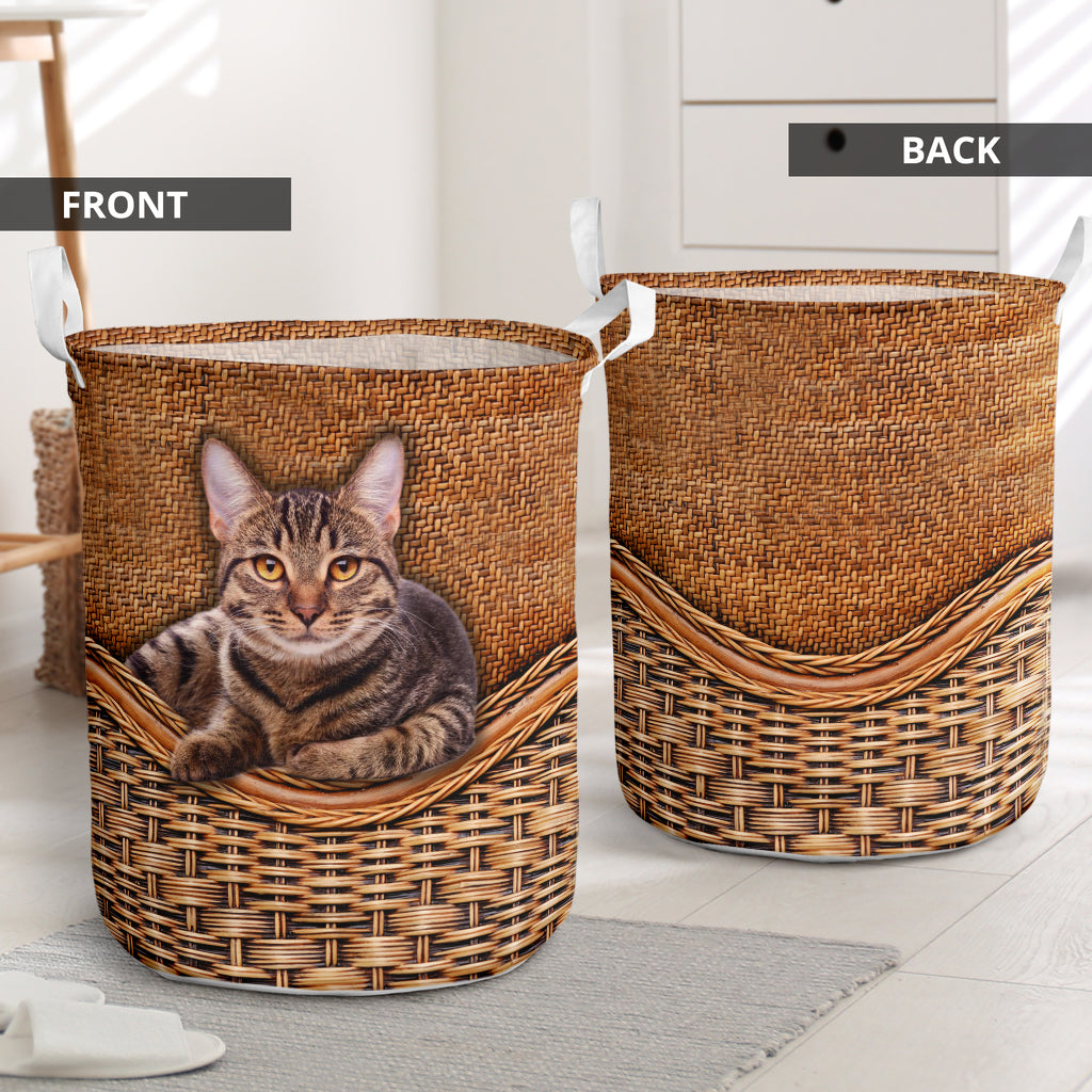 American Shorthair Rattan Texture Laundry Basket