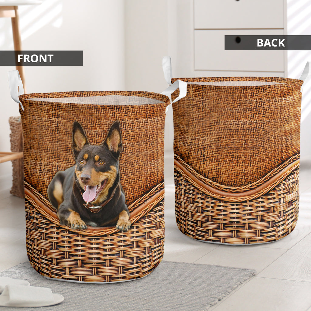 Australian Kelpie Rattan Texture Laundry Basket