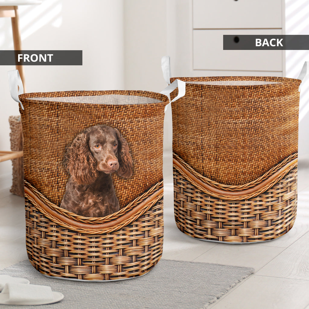 Boykin Spaniel Rattan Texture Laundry Basket