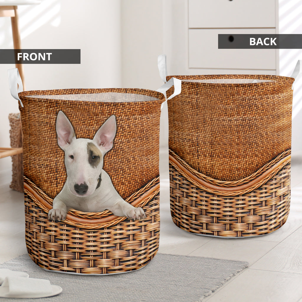 Bull Terrier Rattan Texture Laundry Basket